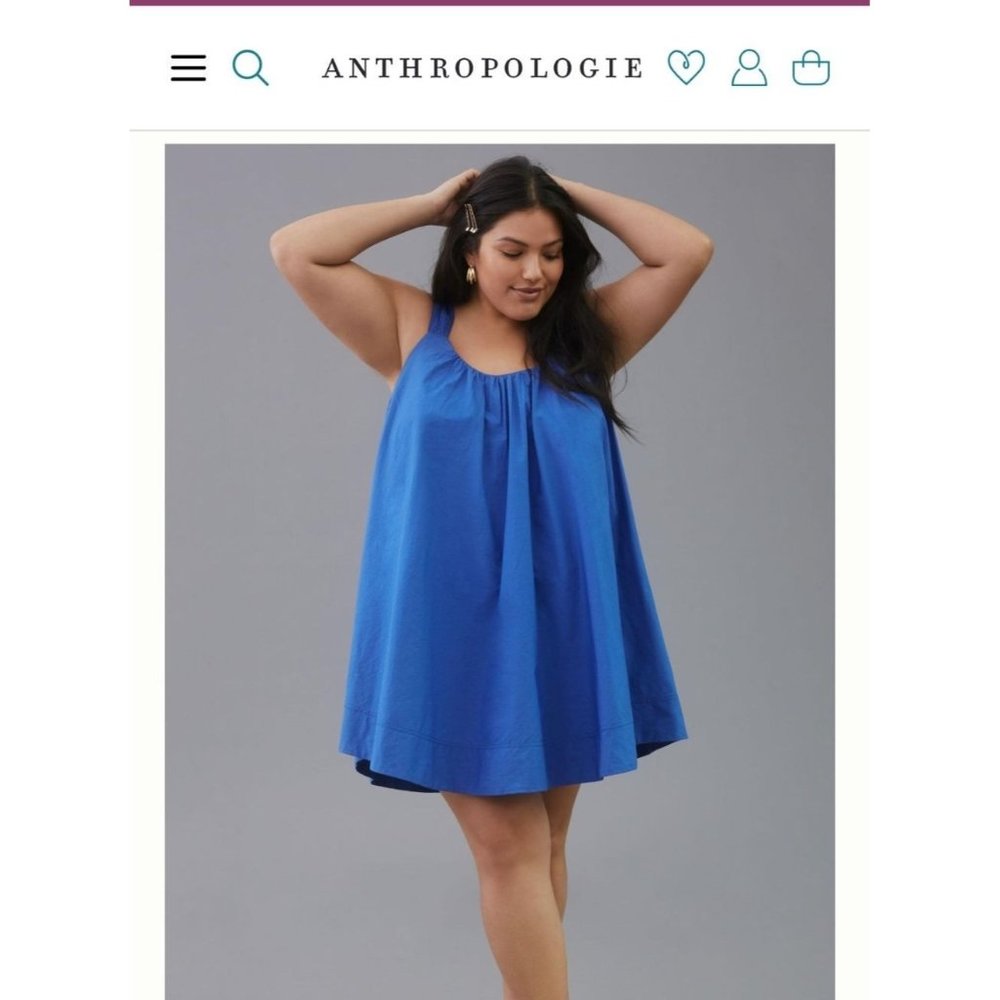 Anthropologie Maeve Cross Back Mini Dress Blue New Size